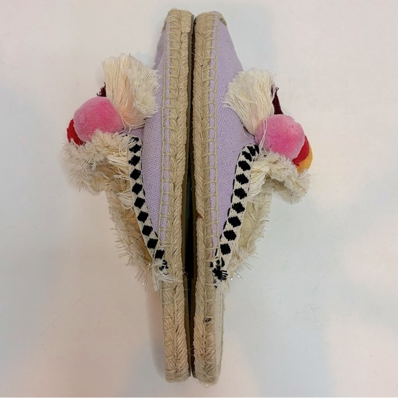 Soludos Lilac Pom Fringe Mule Espadrilles 7 - Picture 4 of 9